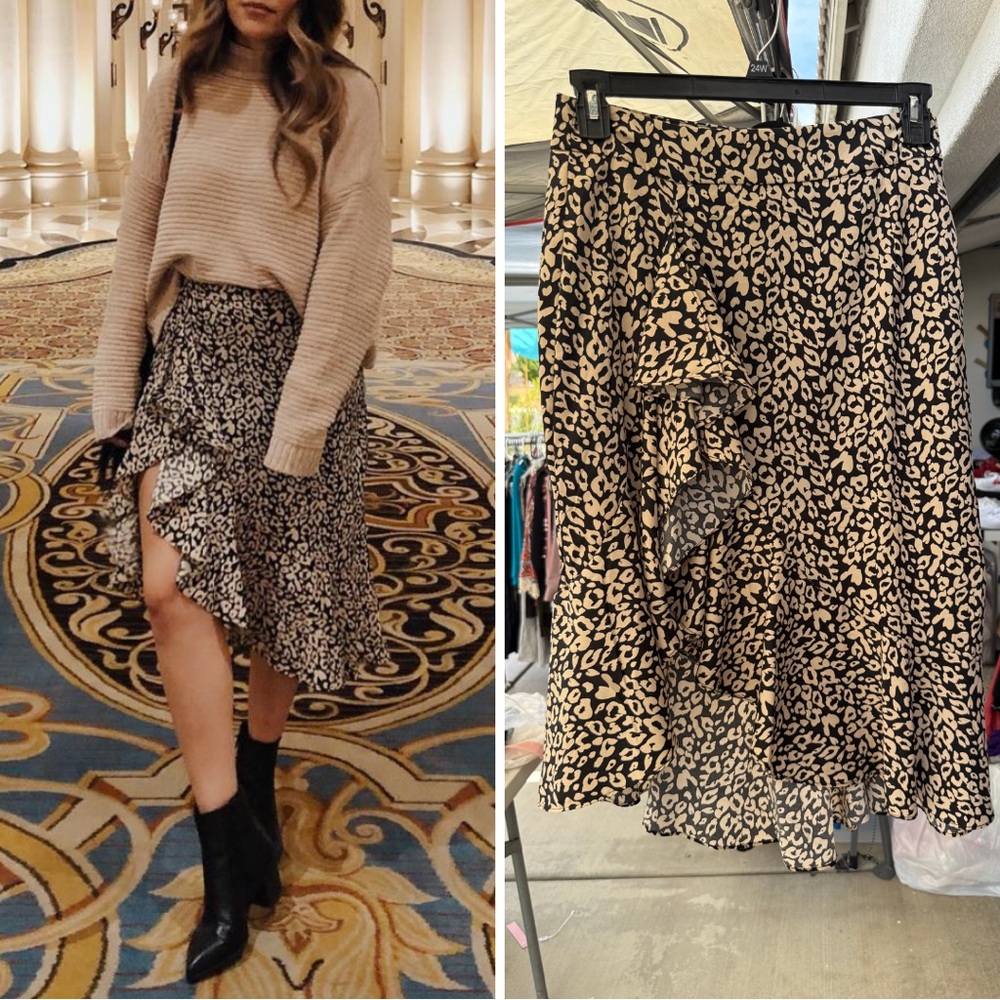 Nasty Gal Leopard Midi Skirt